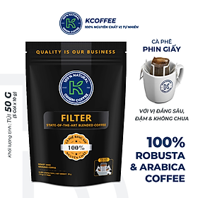 Cà phê phin giấy K Coffee 100% Robusta Arabica cà phê nguyên chất 50g Túi