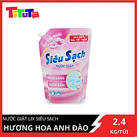 Túi Nước Giặt Lix Siêu Sạch Hương Hoa Anh Đào 2.4Kg N2502 - Tẩy Sạch Vết Bẩn Cực Mạnh