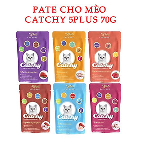 Pate Cho Mèo 5Plus Catchy Nhiều Vị Gói 70g - YonaPetshop - Dạng thạch (jelly) - Combo 6 gói