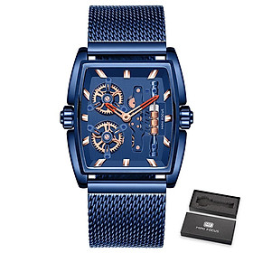 Đồng hồ MINI FOCUS Nam với dây đeo bằng thép-Màu xanh dương