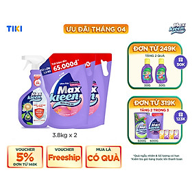 Combo 2 Túi Nước Giặt Xả MaxKleen hương Hoa Nắng (3.8kg/túi) + Lau Bề Mặt Đa Năng