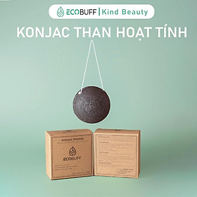 Bọt biển rửa mặt Ecobuff Konjac Sponge THAN HOẠT TÍNH miếng mút bông nở xốp sạch dịu nhẹ - Ecobuff