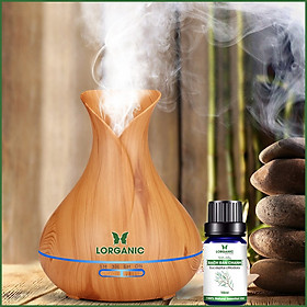 Combo máy khuếch tán/ máy xông tinh dầu Lorganic bình hoa FX2057 + tinh dầu bạch đàn chanh Lorganic (10ml) LGN0366