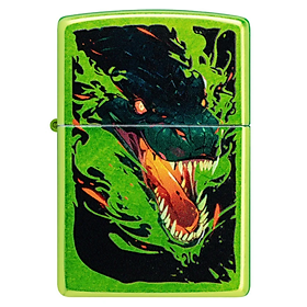 Zippo - Screaming Dragon Design Chính Hãng 47133 - Bật Lửa Mỹ Màu Xanh Neon Khắc Hình Rồng Sống Động