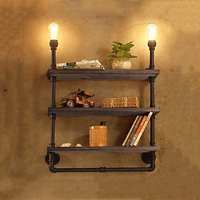Mua Kệ ống nước kệ treo tường 3 tầng Kiêm đèn tường và giá treo decor bằng ống săt độc lạ bền đẹp trang trí
