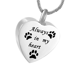 Stainless Steel Heart Cremation Urn  Necklace Always in My Heart