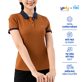 Áo Polo Nữ YODY Phối Nẹp Thoải Mái Năng Động Chất Liệu Cafe  Khử Mùi Tốt - APN3700