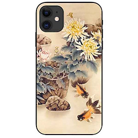Ốp lưng in cho Iphone 11 Mẫu Hoa Và Cá Cam