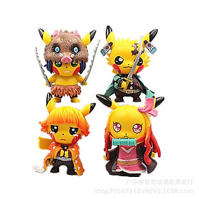 Mô hình Bộ 4 pikachu cosplay - Thanh gươm diệt quỷ