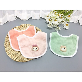 Set 3 khăn quàng dáng chữ U cúc bấm đính thỏ dễ thương, vải siêu mềm cao cấp