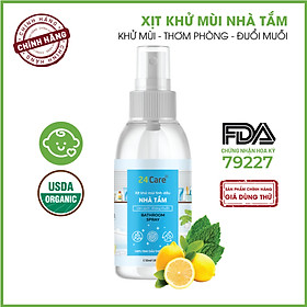 Xịt nhà tắm tinh dầu 24CARE 50m/100ml/250ml - Xịt lau chùi bồn rửa tay, kính - Khử mùi hôi sàn, không khí.