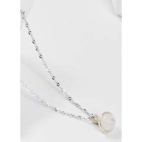 Mặt Dây Chuyền Phong Thủy Đá Thạch Anh Ưu Linh Trắng 1 Hạt Tặng Dây Chuyền Bạc (8mm) Mệnh Kim, Thủy Ngọc Quý Gemstones