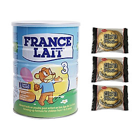 01 hộp Sữa bột France Lait số 3 (900g) - Dinh dưỡng cho trẻ từ 1 -3 tuổi – Tặng 3 bánh quy mè Nhật Bản hiệu Aee