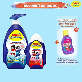Combo Sữa Tắm Gội Sạch Khuẩn cho bé Carrie Junior BacBuster: Blueberry 700g + Strawberry 280g