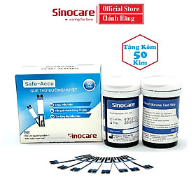 Que Thử Đường Huyết Safe Accu Chính Hãng Sinocare 50 Que + 50 Kim Chích Máu