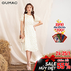 Đầm váy nữ DA1075 GUMAC thiết kế hoa đô nhún