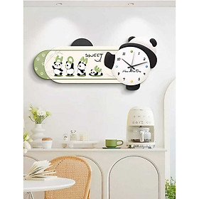 Mua (HCM) Tranh đồng hồ đèn led tráng gương gấu trúc dễ thương 3 trang trí phòng bé kèm đinh treo
