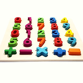 Bảng gỗ ghép hình chữ cái, số, hình khối - đồ chơi giao dục cho bé thêm say mê học tập