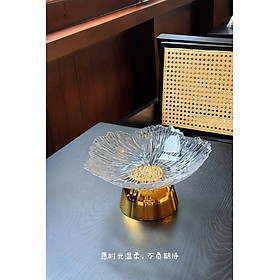 Đĩa Đựng Hoa Quả Pha Lê Cao Cấp Kèm Chân Đế Inox, Đĩa Đựng Trái Cây, Bánh Kẹo Ngày Tết - HÀNG CHÍNH HÃNG MINIIN