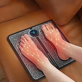 Tấm thảm massage chân xung điện EMS  cáp sạc USB ,có đèn Led hiển thị với các chế độ khác nhau giúp thư giãn thoải mái cho bàn chân và chân giúp lưu thông máu và giảm cứng cơ phù hợp với người lao động , lớn tuổi , tập thể thao , nhỏ gọn dễ mang theo 
