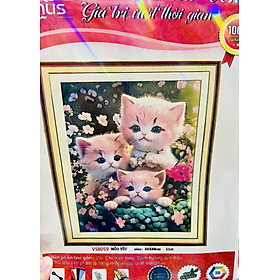 Mua Tranh thêu kín mèo dễ thương vs8059  kích thước 50 x 68 cm