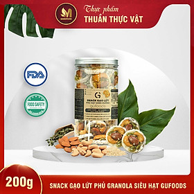 Snack Gạo Lứt Phủ Granola Siêu Hạt GUfoods 200g - Bữa ăn nhẹ tiện lợi, Giàu dinh dưỡng, Ăn vặt healthy, Hỗ trợ giảm cân, Ăn kiêng, Eat clean, Thuần chay