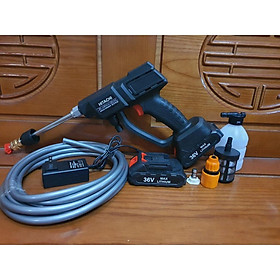 Mua Máy rửa xe gia đình  dùng pin 36v  bản 2 pin  máy rửa xe chạy pin  vệ dinh điều hòa H.I.T.A.C.H.I áp lực cao 