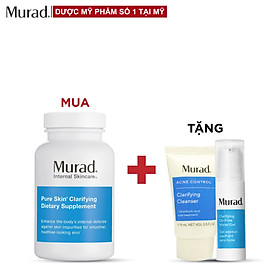 Viên uống giảm mụn Murad Pure Skin 120 viên Tặng Oil Free Water Gel 5ml + Clarifying Cleanser 15ml