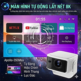 Máy Chiếu Thông Minh APOLLO 350MAX Full HD 1080P – Android 14, WIFI 6, Hỗ Trợ 4K/8K- Tự nhận dạng màn chiếu - Hàng nhập khẩu
