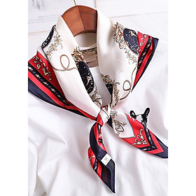 Khăn Lụa Vuông Cao Cấp Vương Miện Sang Trọng- Chất Liệu Lụa Chiffon 70x70cm - Mã KL031