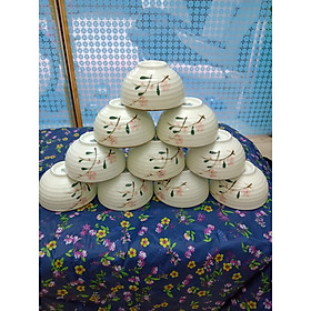 Mua Bộ 10 bát con ăn cơm vẽ hoa đào đỏ gốm sứ Bát Tràng
