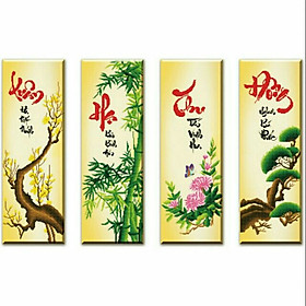 Tranh đính đá xuân hạ thu đông (124×85cm )