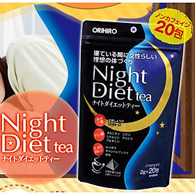 Trà hỗ trợ Giảm Cân Orihiro Night Diet Tea (20 Gói) - Tặng kèm 1 gói Pizkie Collagen Peptide đẹp da giảm nhăn hạn chế lão hóa