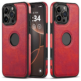 Ốp lưng da khoét táo cao cấp dành cho iPhone 16 / 16 Plus / 16 Pro / 16 Pro Max - Hàng chính hãng