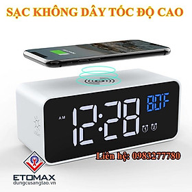 Đồng Hồ Báo Thức Điện Tử Kiêm Sạc Không Dây Cao Cấp