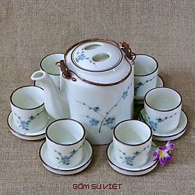 Mua Bộ tích uống trà xanh men kem  bộ bình trà - Gốm Bát Tràng
