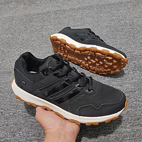 Top sneaker nam đen sọc đen và đen sọc bạc size từ 39 đến 44 đế đẹp thân vải lưới thoáng khí êm chân