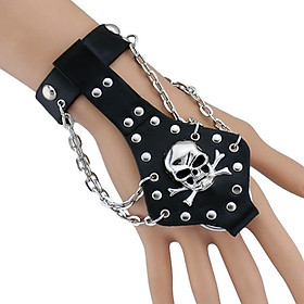Punk Skull Bracelet Ring Leather Bangle Novelty Jewelry Women Biker Black