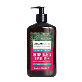 Kem dưỡng tạo kiểu tóc xoăn ARGANICARE KERATIN LEAVE-IN CONDITIONER 400ml ISRAEL