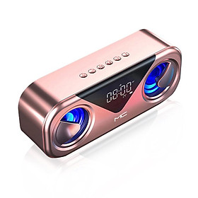 Di động Hifi Bluetooth Loa loa không dây Đồng hồ báo thức USB Hộp âm thanh không thấm nước ngoài trời Subwoor Subwofer 3D Stereo Sound Center Color: Rose Gold