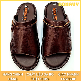 DÉP QUAI NGANG NAM DA BÒ TỰ NHIÊN DONAVY CAO CẤP 3 Ô VUÔNG CÓ KHUY CHỐNG RỈ SÉT, ĐẾ SIÊU NHẸ DONAVY3V