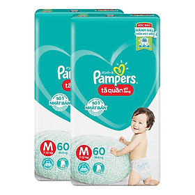 Combo 2 Tã Quần Pampers Giữ Dáng Mới Gói Đại Size M60 (60 Miếng)