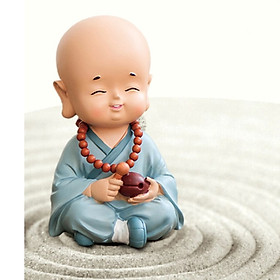 bộ tượng 3 Chú Tiểu Vui Nhộn màu xanh 6x10cm