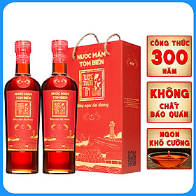 Cặp 2 Chai Nước Mắm Tôm Biển độ đạm 45N tự nhiên - Nước Mắm Tĩn 500ml/chai Hồng Ngọc Đại Dương nguyên chất truyền thống sạch