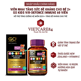 Viên nhai tăng sức đề kháng cho bé nhập khẩu chính hãng New Zealand GO KIDS VIR-DEFENCE IMMUNE  (60 viên) hỗ trợ tăng cường sức khỏe, tăng sức đề kháng; giảm tình trạng mệt mỏi hay ốm vặt ở trẻ em