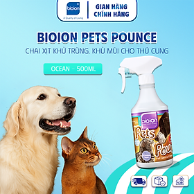 Chai Xịt Khử Mùi Sạch Khuẩn Bioion Pets Pounce 500ml Hương Ocean