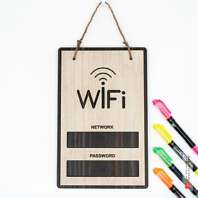 Bảng gỗ wifi treo hoặc dán tường trang trí quán - SAN-WF01