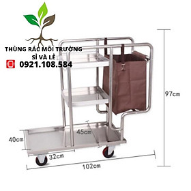 Xe dọn vệ sinh inox có túi - màu trắng - 1060*450*960