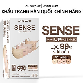 Hộp Khẩu Trang Y Tế ANYGUARD SENSE MAKE UP BASE Lọc 99% Vi Khuẩn, Màu Sắc Trendy, An Toàn Da Nhạy Cảm Dành Cho Người Lớn (Hộp 30 Chiếc/ Màu Kem, Be, Hồng, Hồng Cam Đất)