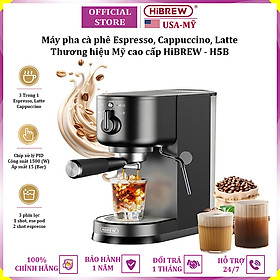 Máy pha cà phê Espresso, Cappuccino, Latte thương hiệu Mỹ cao cấp HiBREW H5B - Công suất 1500W, áp suất 15bar - Hàng nhập khẩu